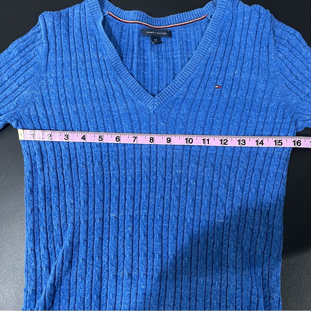Tommy Hilfiger 100% Cotton Ribbed V-Neck Sweater Size S - Picture 7 of 8
